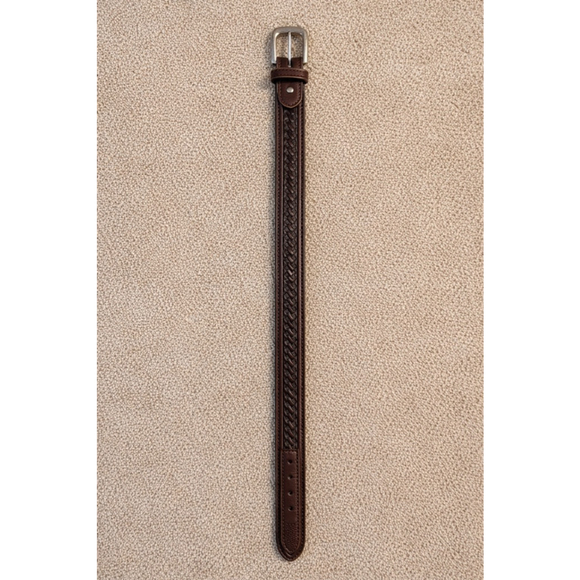 Brown Genuine Leather Braided Belt Size 54 - Picture 2 of 10